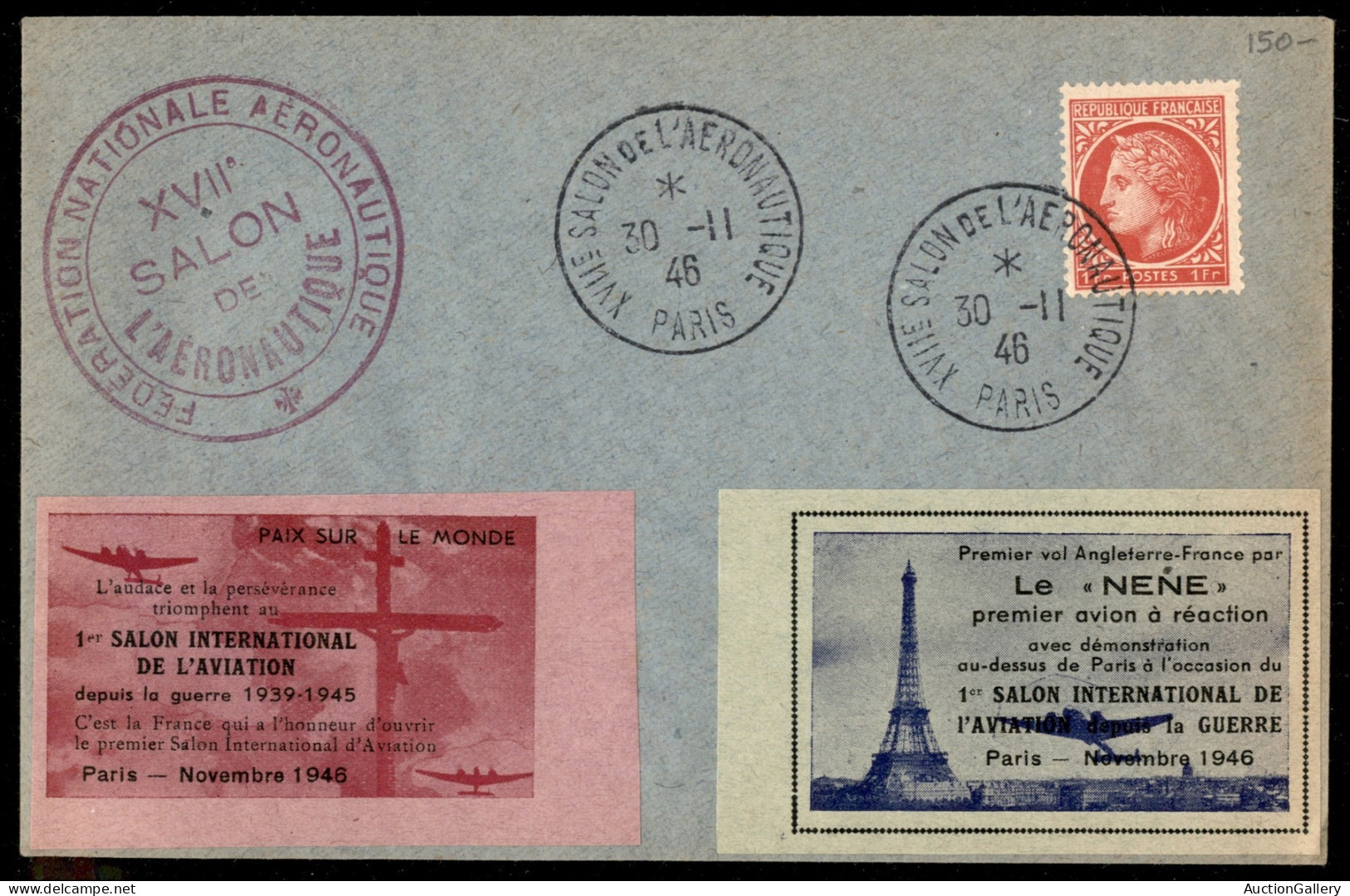 Europa - Francia - 1946 (29/30 Novembre) - Parigi XVII Salone Aeronautico - Due Buste Speciali - Autres & Non Classés