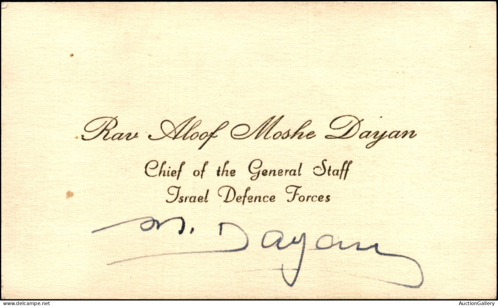 Oltremare - Israele - 1957 - Moshe Dayan - Firma Autografa Su Biglietto Da Visita + Ritaglio Di Giornale D'epoca - Other & Unclassified