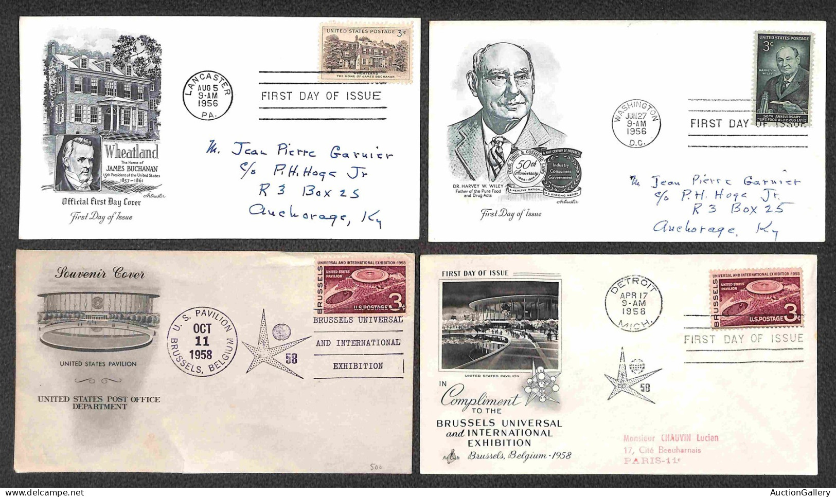 Oltremare - Stati Uniti D'America - 1955/1960 - Ventisei buste FDC con affrancature del periodo e annulli del giorno d'e