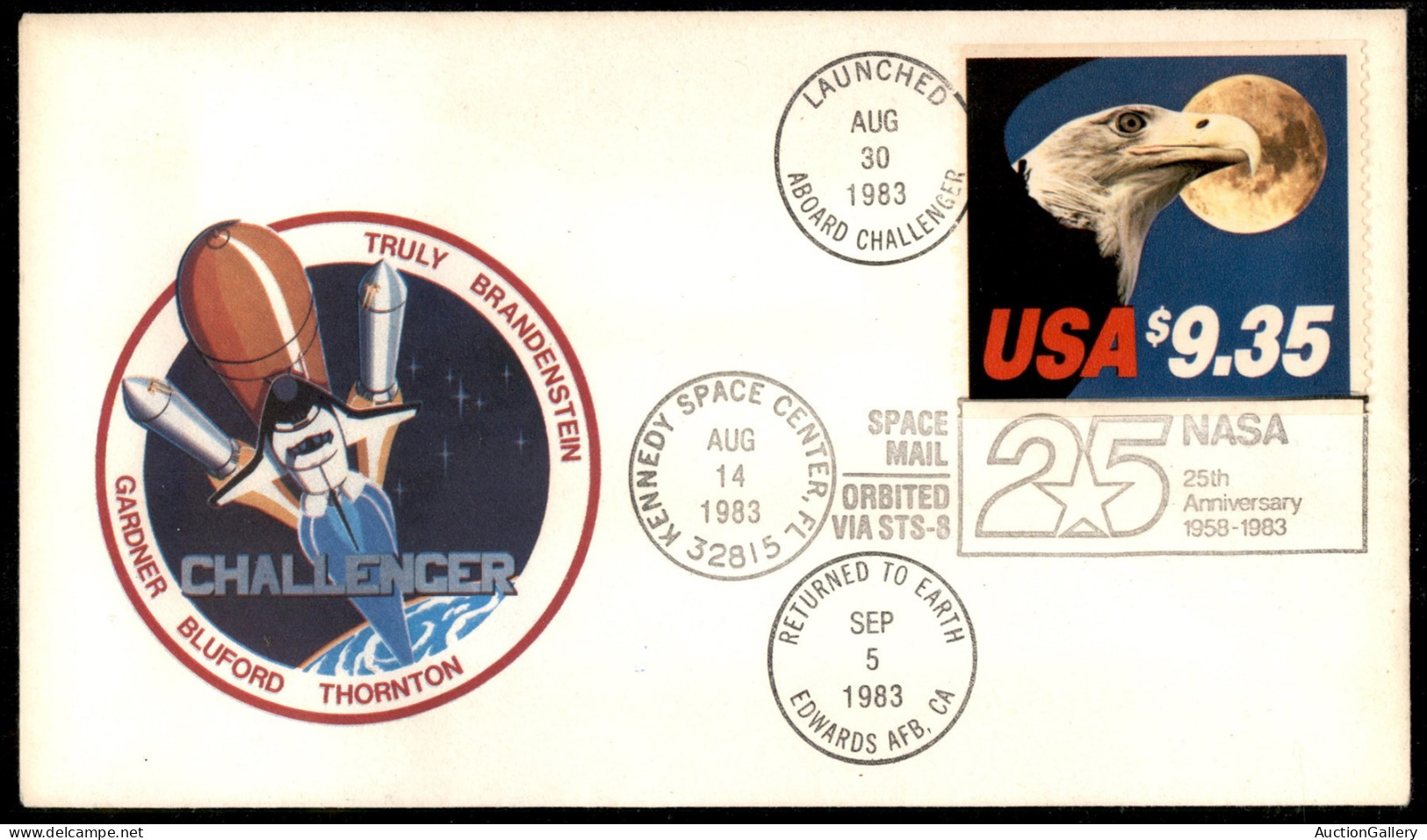 Oltremare - Stati Uniti D'America - 1983 - Launched Aboard Challenger - Cosmogramma Volato Dal Kennedy Space Center Il 1 - Altri & Non Classificati