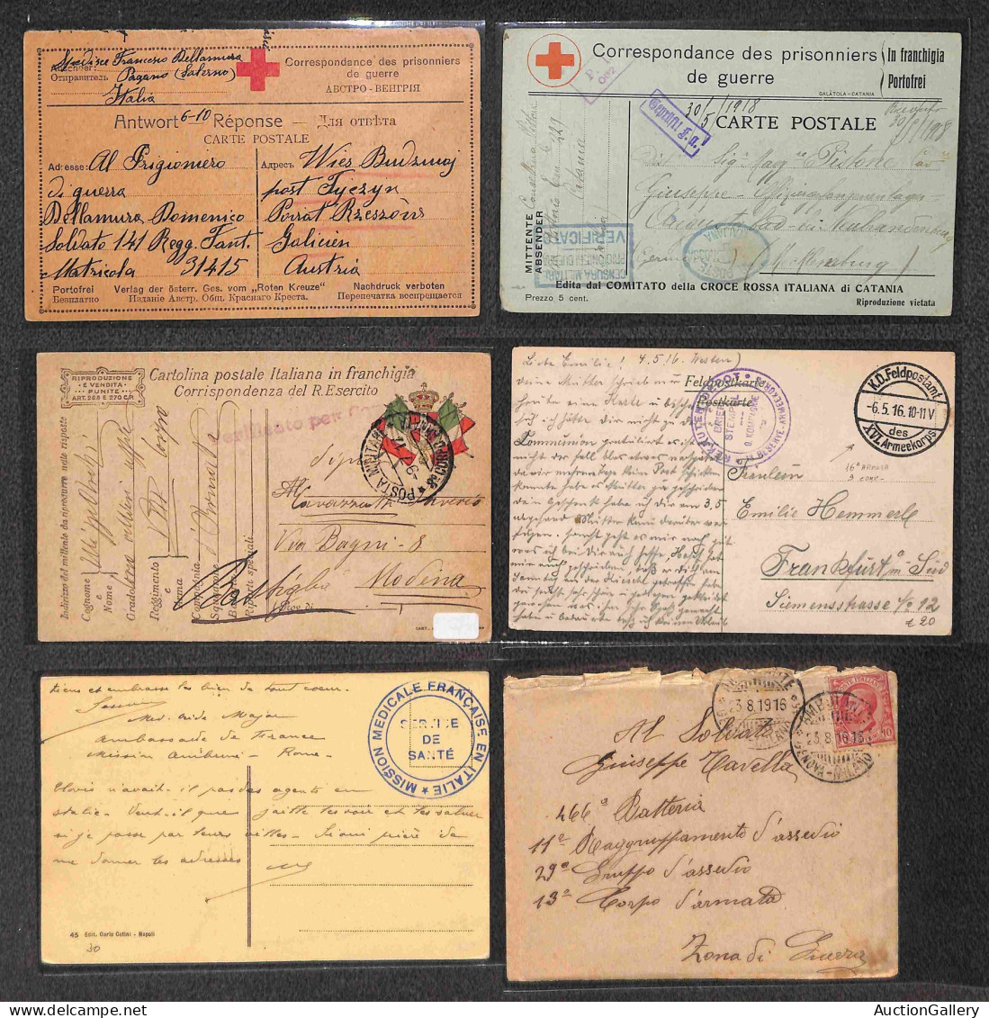 Lotti&Collezioni - Area Italiana - POSTA MILITARE - 1915/1919 - Lotto di 53 cartoline  per lo più usate e 9 bustine con 