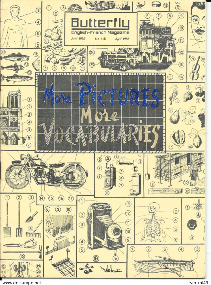 REVUE MENSUELLE - BUTTERFLY - AVRIL 1956 - Anglais Français Magazine - Pour Faciliter L'étude Des Langues-n°118 - Autres & Non Classés