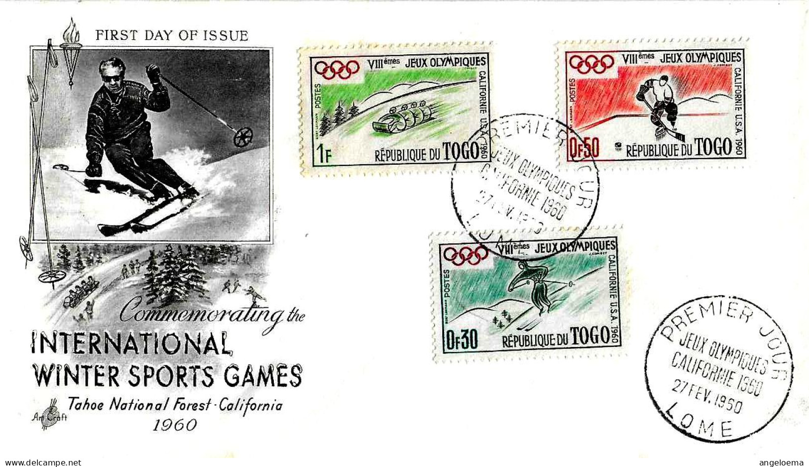 TOGO - 1960 VIII Jeux Olympiques Giochi Olimpici Invernali SQUAW VALLEY 3v. Su Busta Fdc - 5677 - Hiver 1960: Squaw Valley