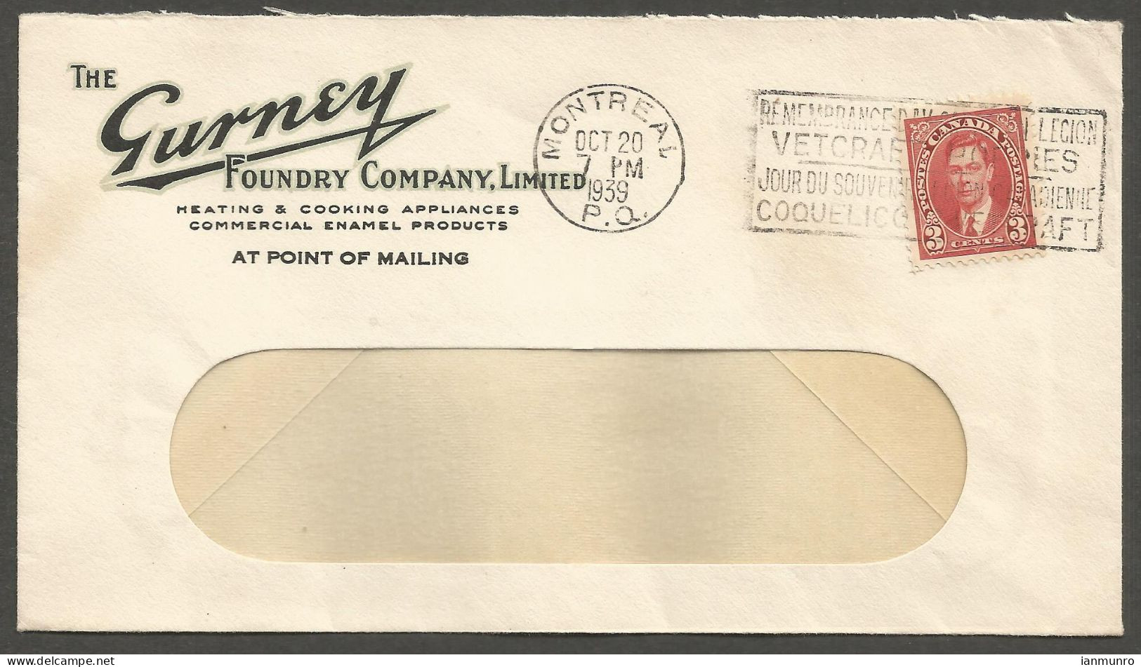 Canada 1939 Gurney Foundry Advertising Cover 3c Mufti Slogan Montreal PQ Quebec - Postgeschiedenis