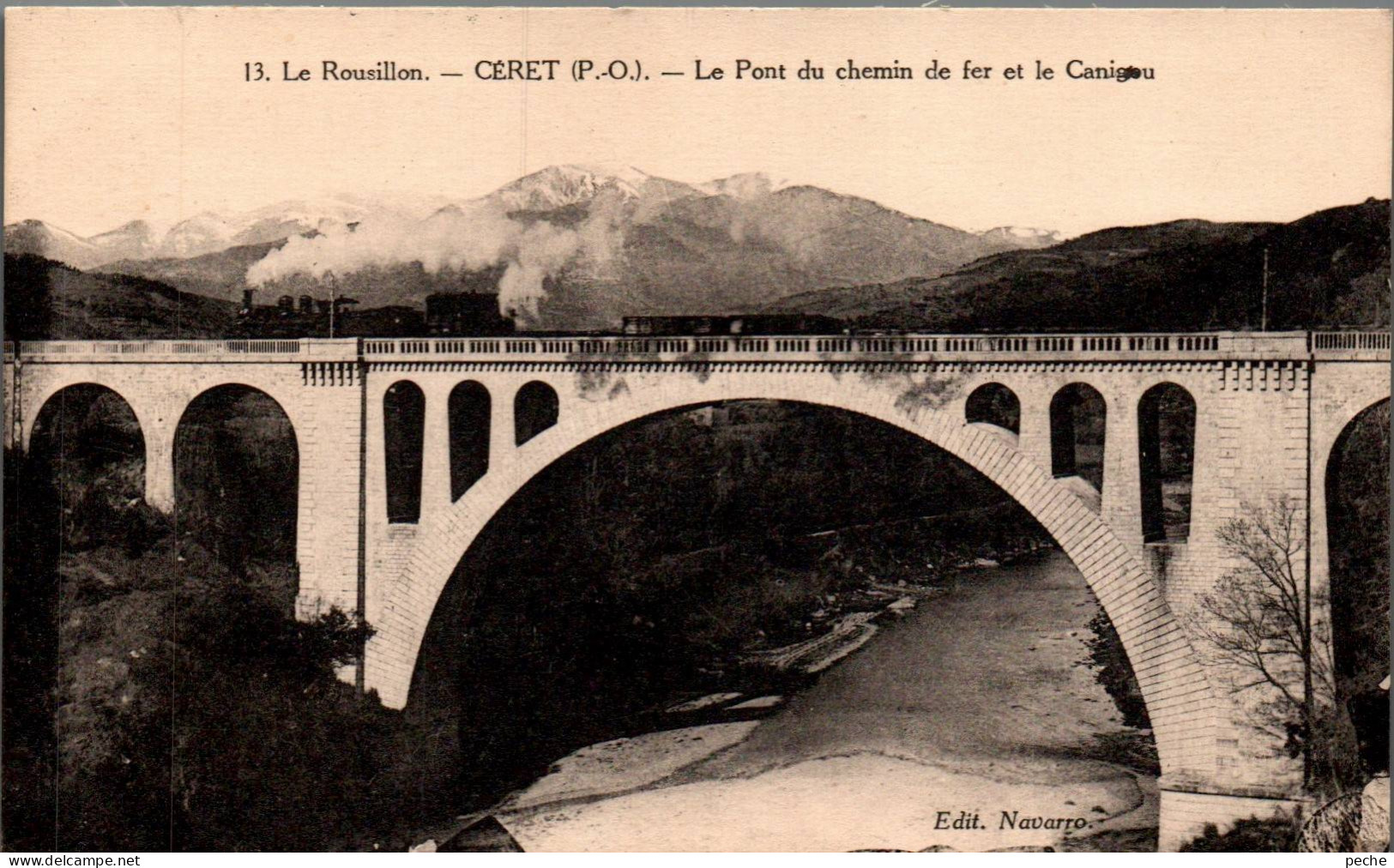 N°120721 -cpa Céret -le Pont Du Chemin De Fer Avec Train- - Opere D'Arte