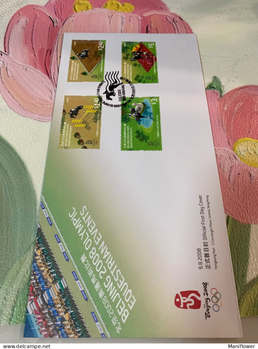 Hong Kong Stamp FDC China Olympic 2008 Horses - Sommer 2008: Peking