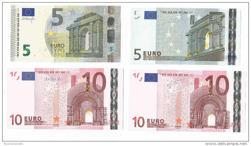 MINI RACCOLTA BANCONOTE DA 5 E 10 Euro T IRLANDA  TRICHET E DRAGHI UNC RARE - CATALOGO 77 Euro - 10 Euro