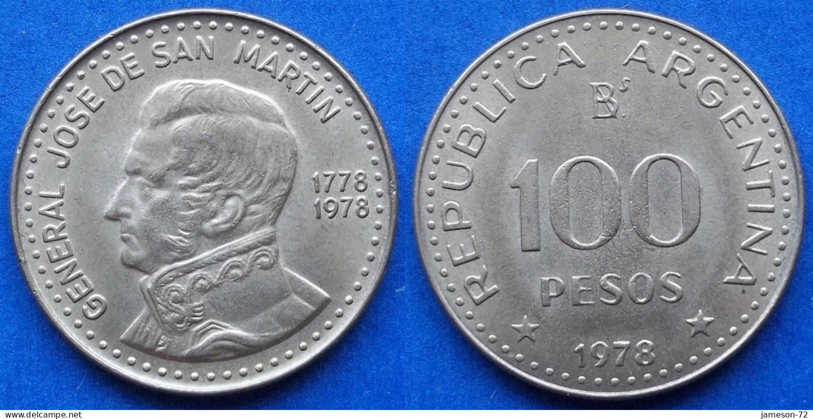 ARGENTINA - 100 Pesos 1978 "Jose De San Martin" KM# 82 Monetary Reform (1970-1983) - Edelweiss Coins - Argentinië