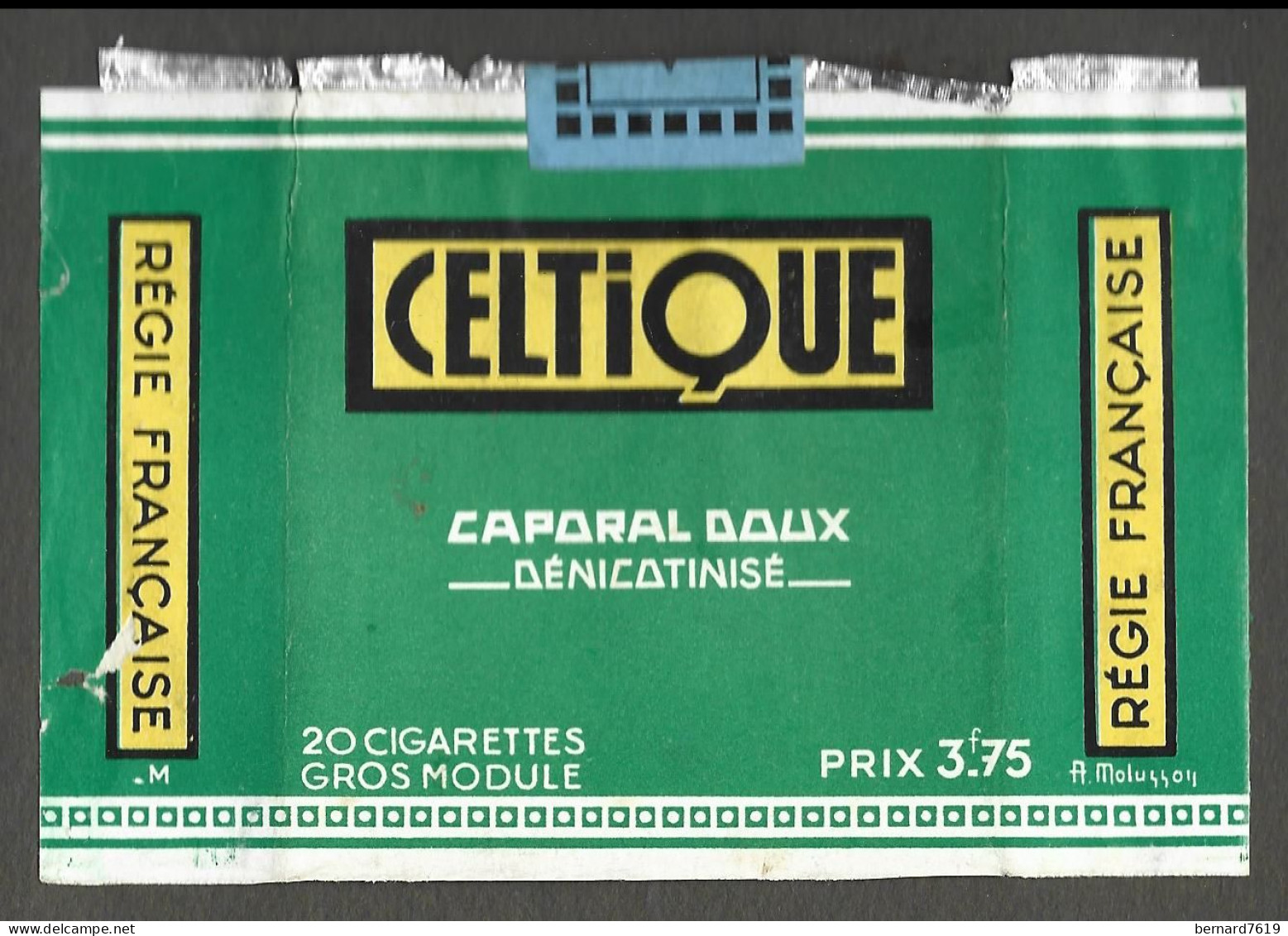 Publicite   Facade Etui  Paquet   Cigarettes  Celtique Caporal Doux Denicotinise  Regie Francaise - - Altri & Non Classificati