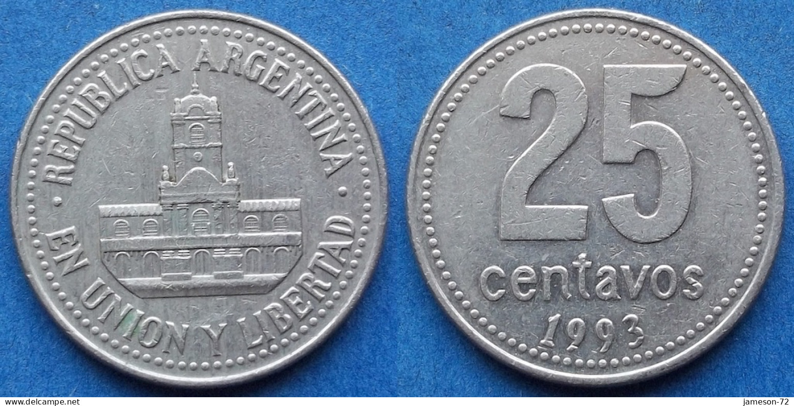 ARGENTINA - 25 Centavos 1993 "Buenos Aires City Hall" KM# 82 Monetary Reform (1992) - Edelweiss Coins - Argentine