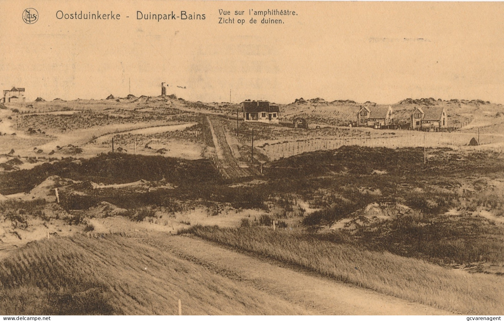 OOSTDUINKERKE  DUINPARK BAINS    ZICHT OP DE DUINEN    ( ACHTERAAN RECLAME  HET DUINENHOF )       2 SCANS - Oostduinkerke