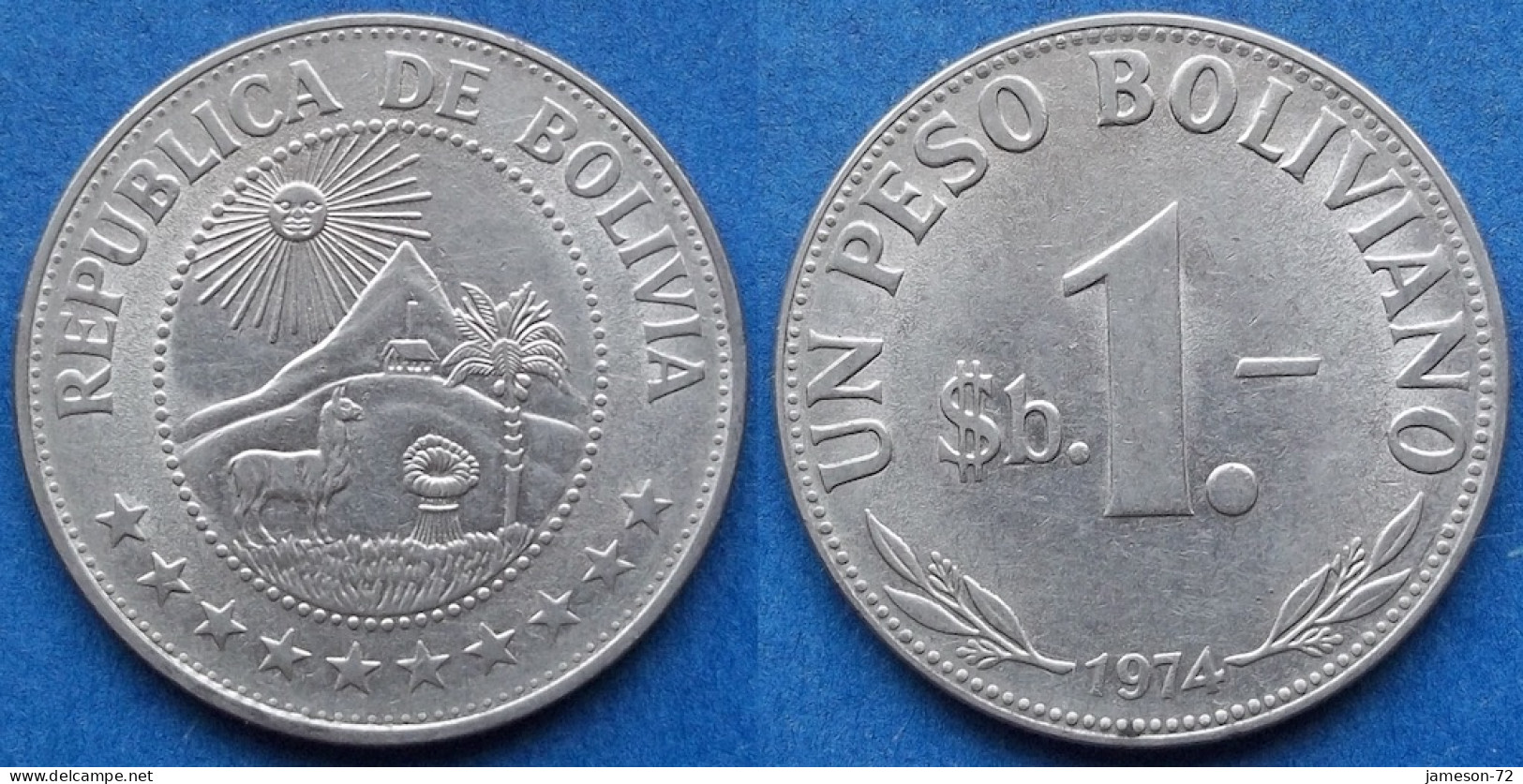 BOLIVIA - 1 Peso 1974 KM# 192 Monetary Reform (1965-1979) - Edelweiss Coins - Bolivie