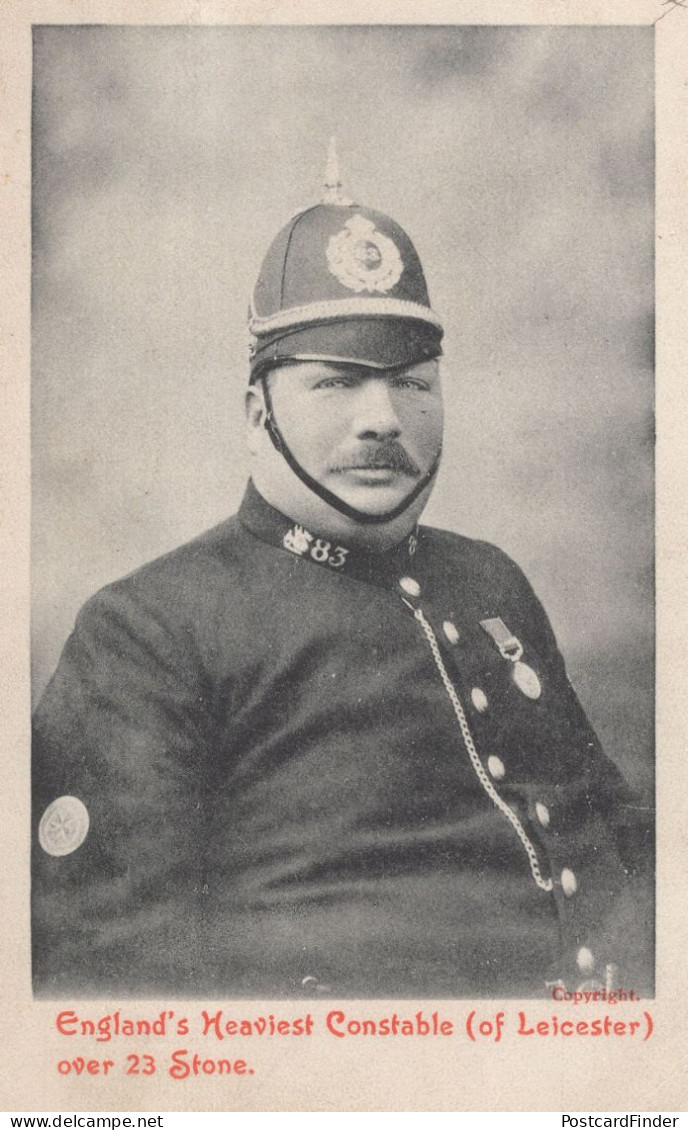 Leicester Police England's Heaviest PC Constable Antique Rare Postcard - Police - Gendarmerie