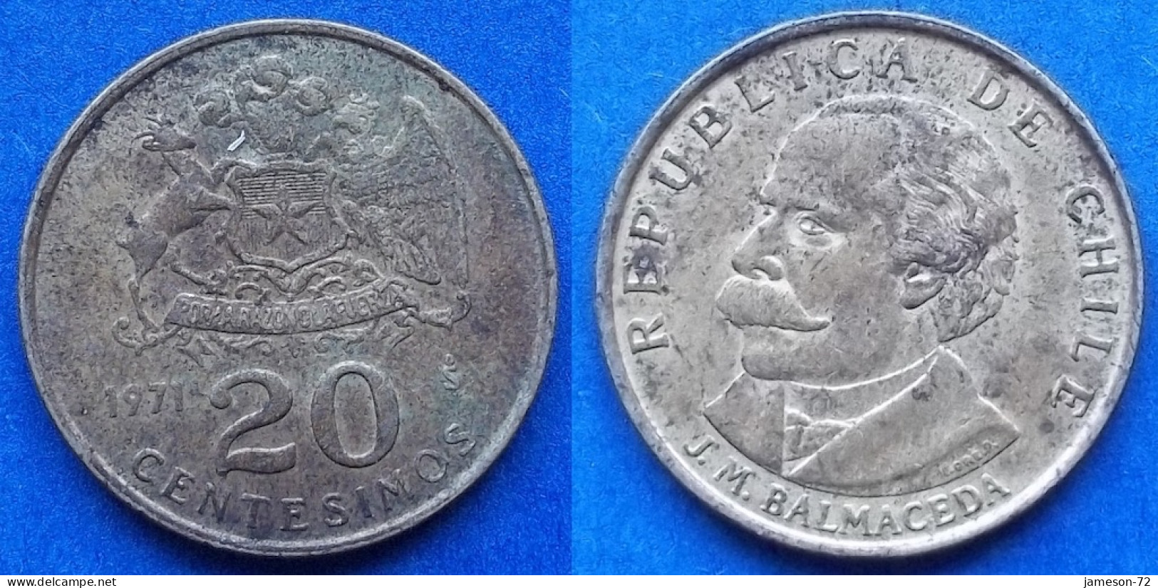 CHILE - 20 Centesimos 1971 "Jose Manuel Balmaceda" KM# 195 Monetary Reform (1960-1975) - Edelweiss Coins - Chili