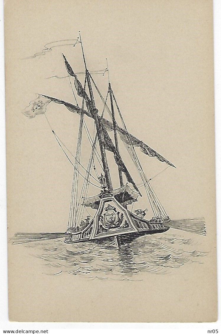 Lot De 4 Cartes Fantaisie  Dessin Bateau A Encre De Chine  - Sans Légende ( Corsaire - Pirate - Peche - Voilier ... ) - Colecciones Y Lotes