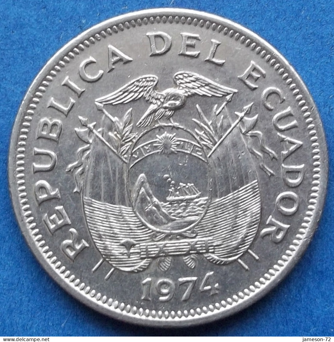 ECUADOR - 1 Sucre 1974 KM# 78b Decimal Coinage (1872-1999) - Edelweiss Coins - Ecuador