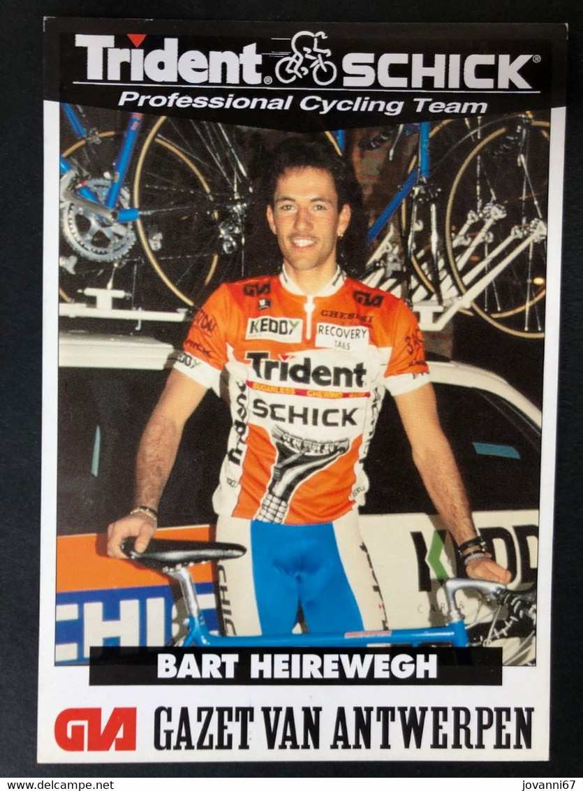 Bart Heirewegh - Trident Schick - 1994 - Carte / Card - Cyclists - Cyclisme - Ciclismo -wielrennen - Cyclisme