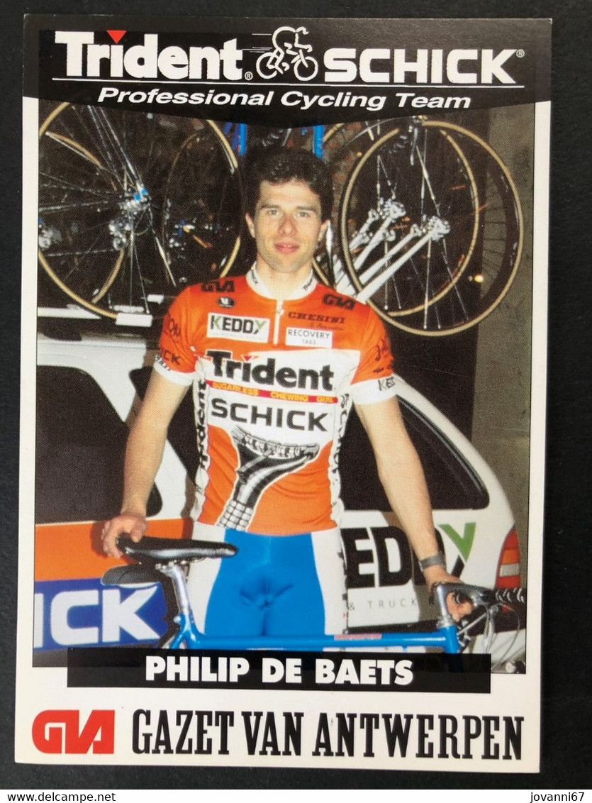 Philip De Baets - Trident Schick - 1994 - Carte / Card - Cyclists - Cyclisme - Ciclismo -wielrennen - Cyclisme