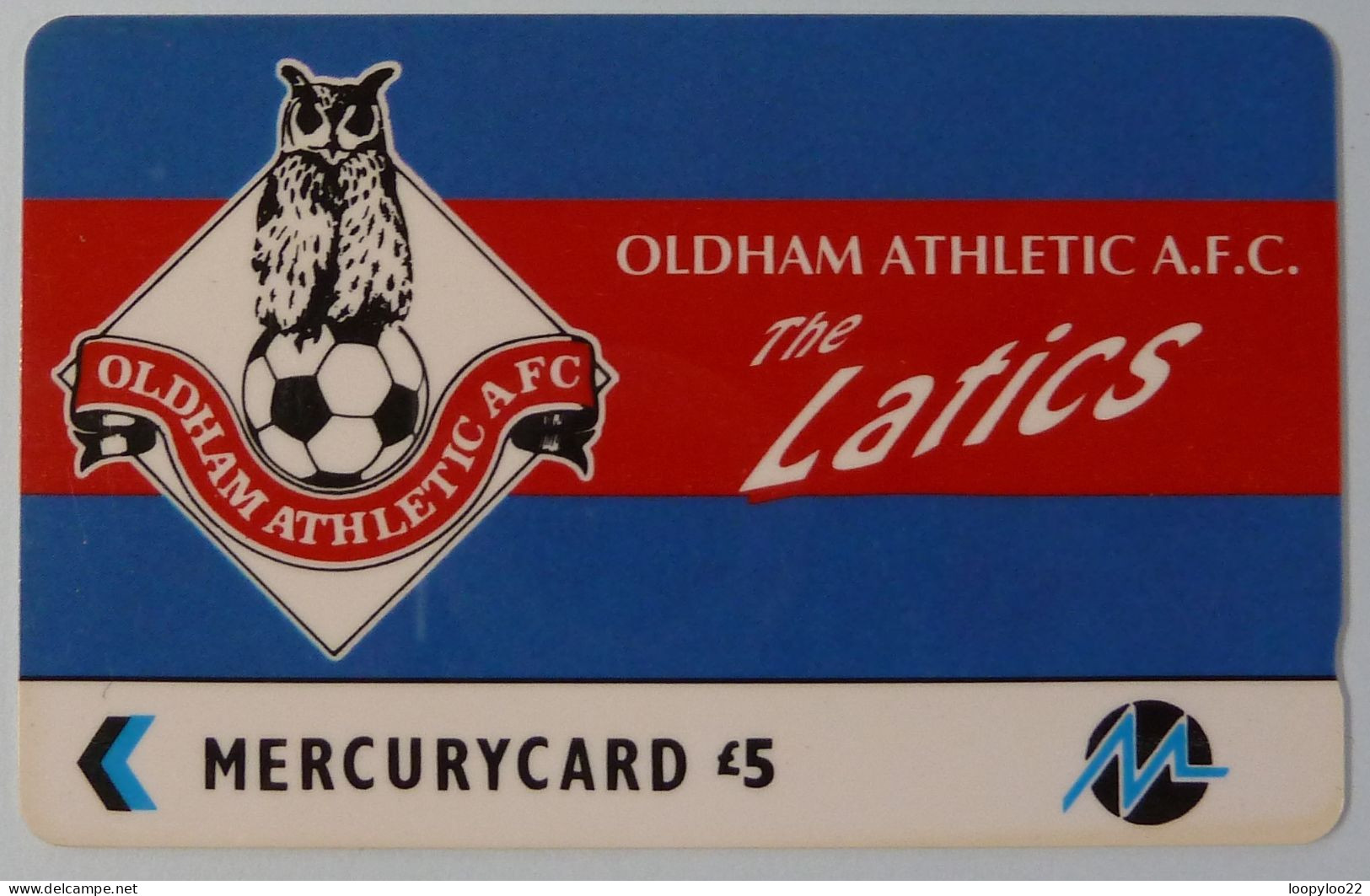 UK - Mercurycard - Oldham Athletic - The Latics - £5 - Specimen Without Control - Mercury Communications & Paytelco