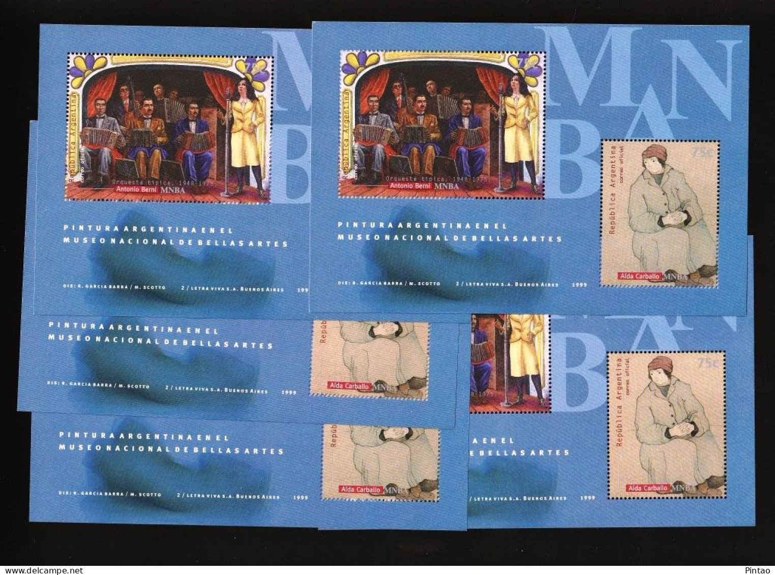 WW14216v5- ARGENTINA 1999- MNH (ARTE - PINTURA)_ X5 - Blocks & Sheetlets