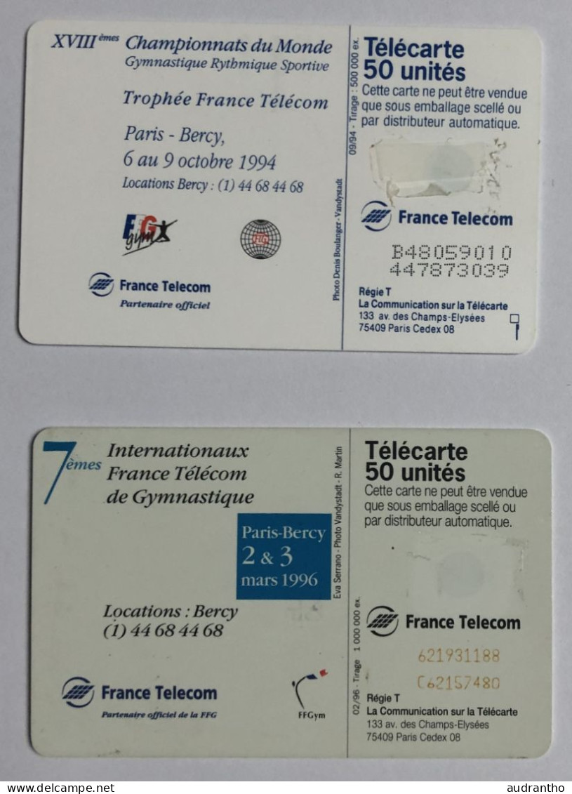 2 Télécarte Gymnastique Ruban - Paris Bercy 1994 Et 1996 - Sport