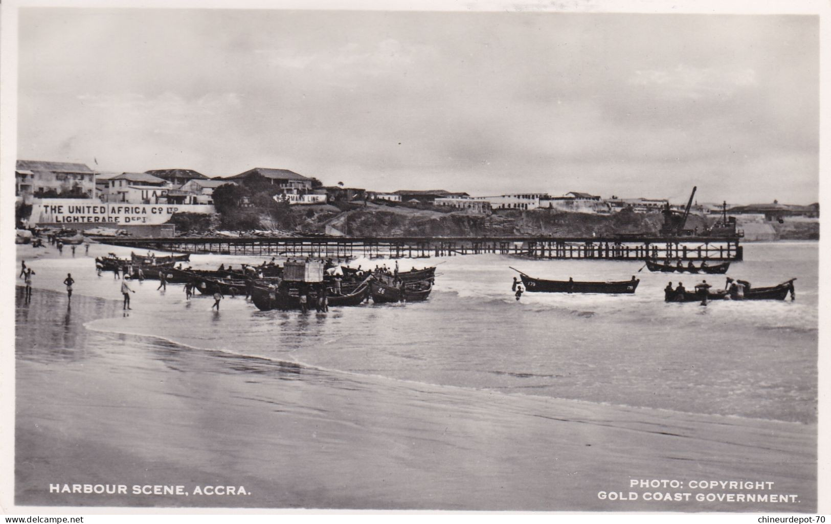 THE UNITED AFRICA CO LIGHTERAGE DEPS HARBOUR SCENE ACCRA PHOTO COPYRIGHT GOLD COAST GOVERNMENT - Ghana - Gold Coast