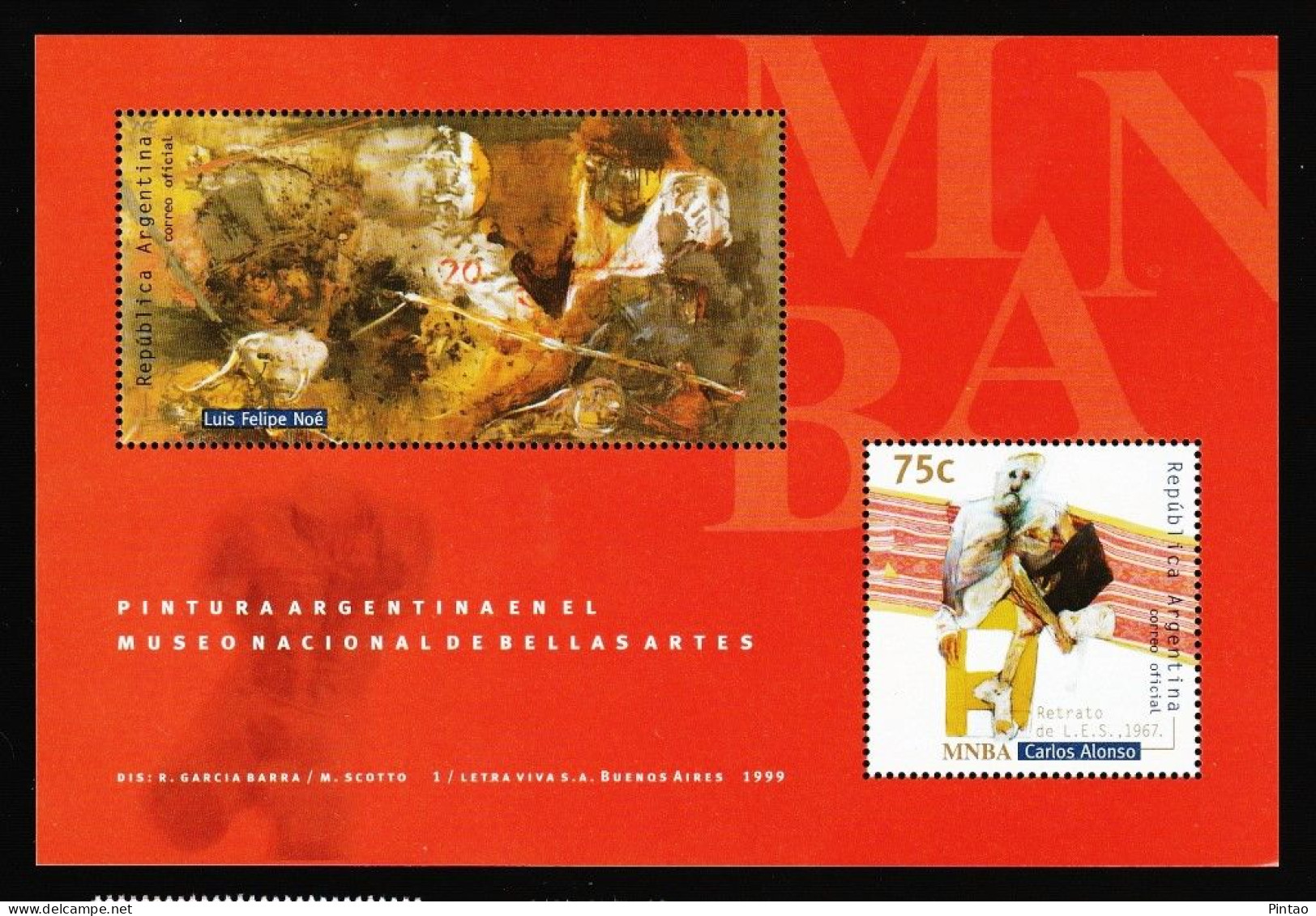 WW14217v5- ARGENTINA 1999- MNH (ARTE - PINTURA)_ X5 - Blocks & Sheetlets