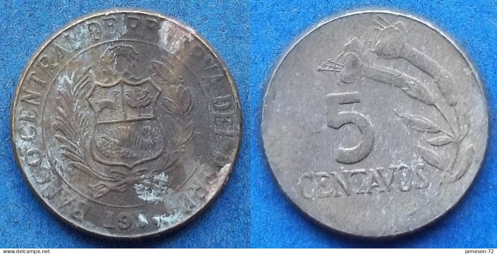 PERU - 5 Centavos 1970 "Flower Sprig" KM# 244.2 Decimal Coinage (1893-1986) - Edelweiss Coins - Perú
