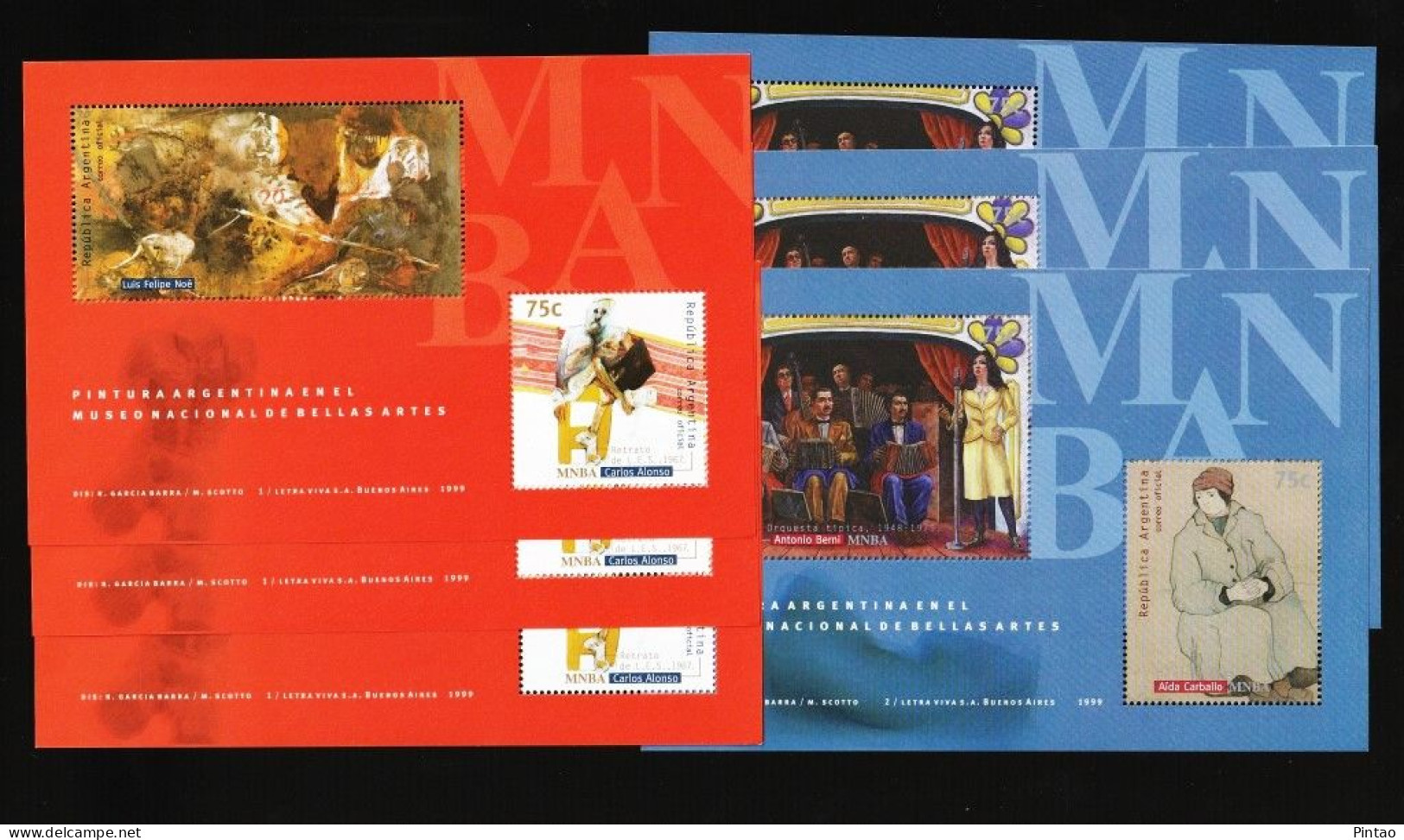 WW14218v3- ARGENTINA 1999- MNH (ARTE - PINTURA)_ X3 - Blocchi & Foglietti