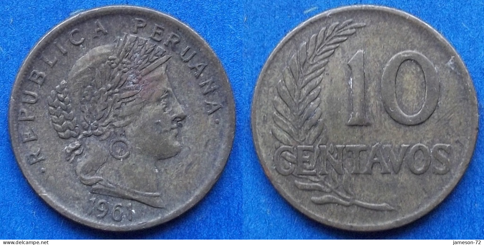 PERU - 10 Centavos 1961 "Sprig" KM# 224.2 Decimal Coinage (1893-1986) - Edelweiss Coins - Peru