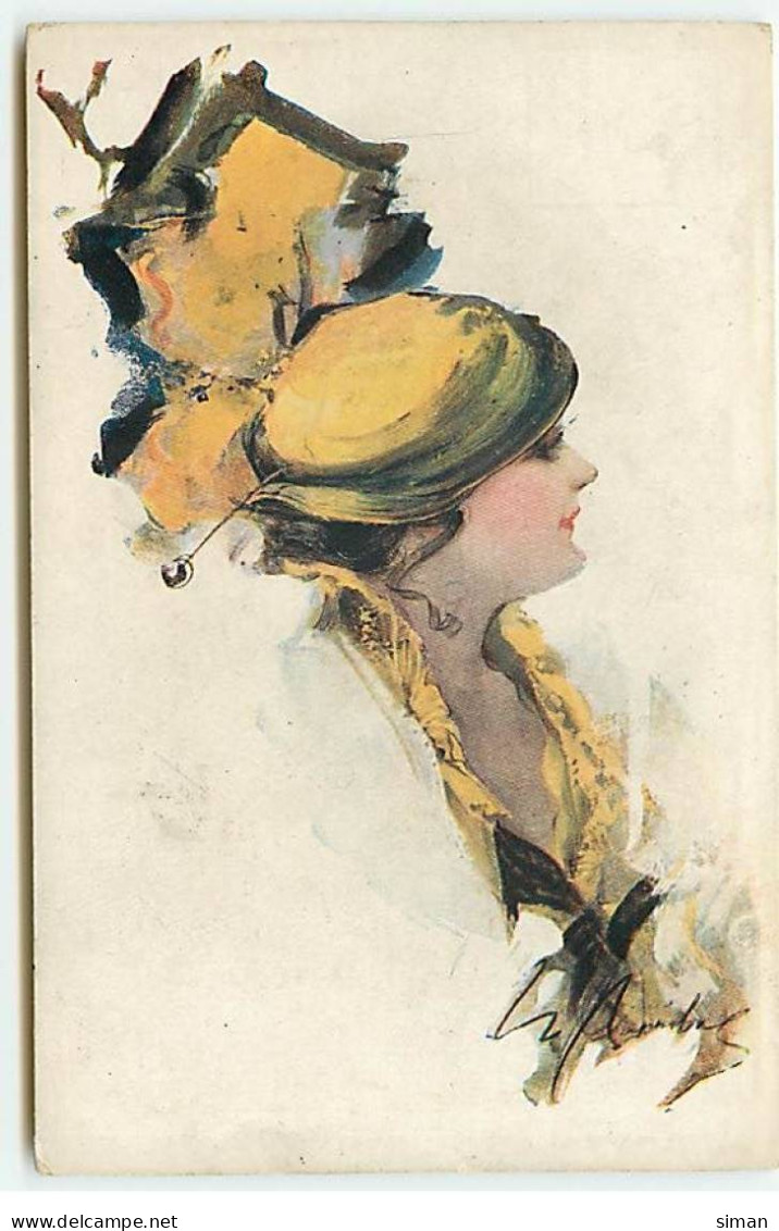 N°23015 - MM Vienne N°882 - W. Barribal -Jeune Femme De Profil Portant Un Chapeau Jaune - Barribal, W.
