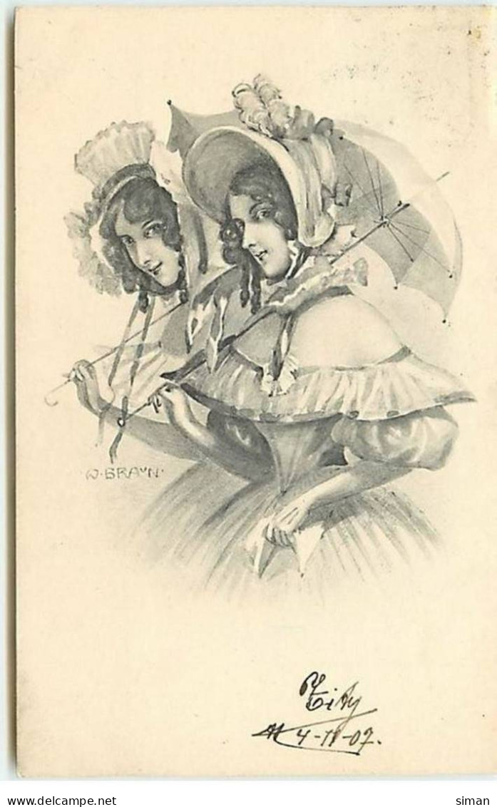 N°10761 - Carte Illustrateur - W. Braun - Couple De Femmes N°1 - Braun, W.