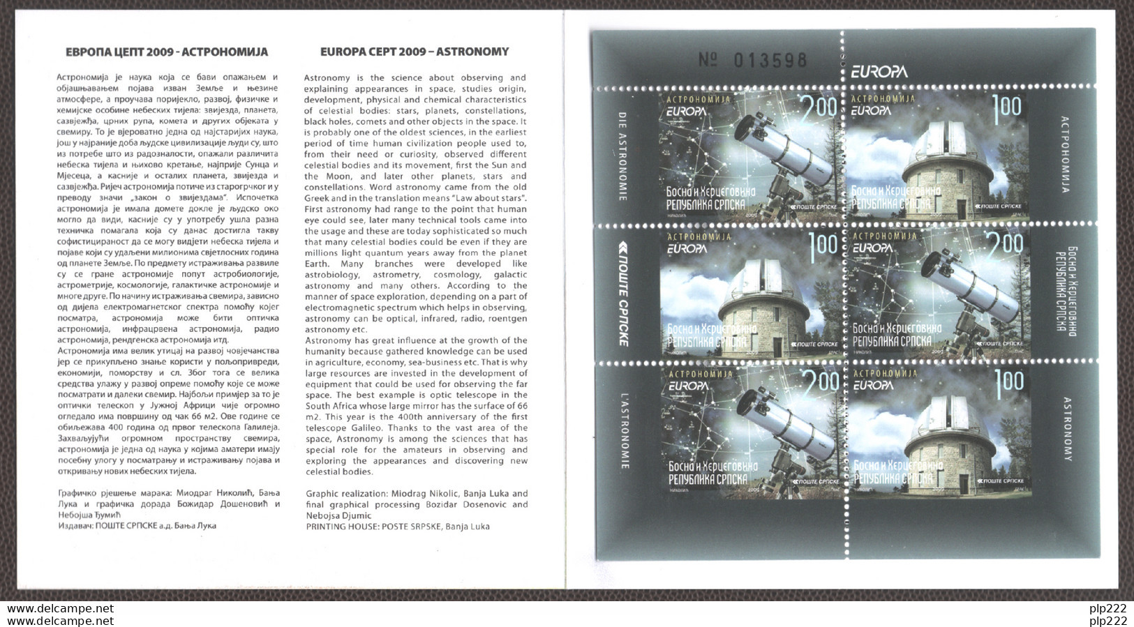 Europa CEPT 2009 Bosnia Serba Libretto/Booklet **/MNH VF - 2009