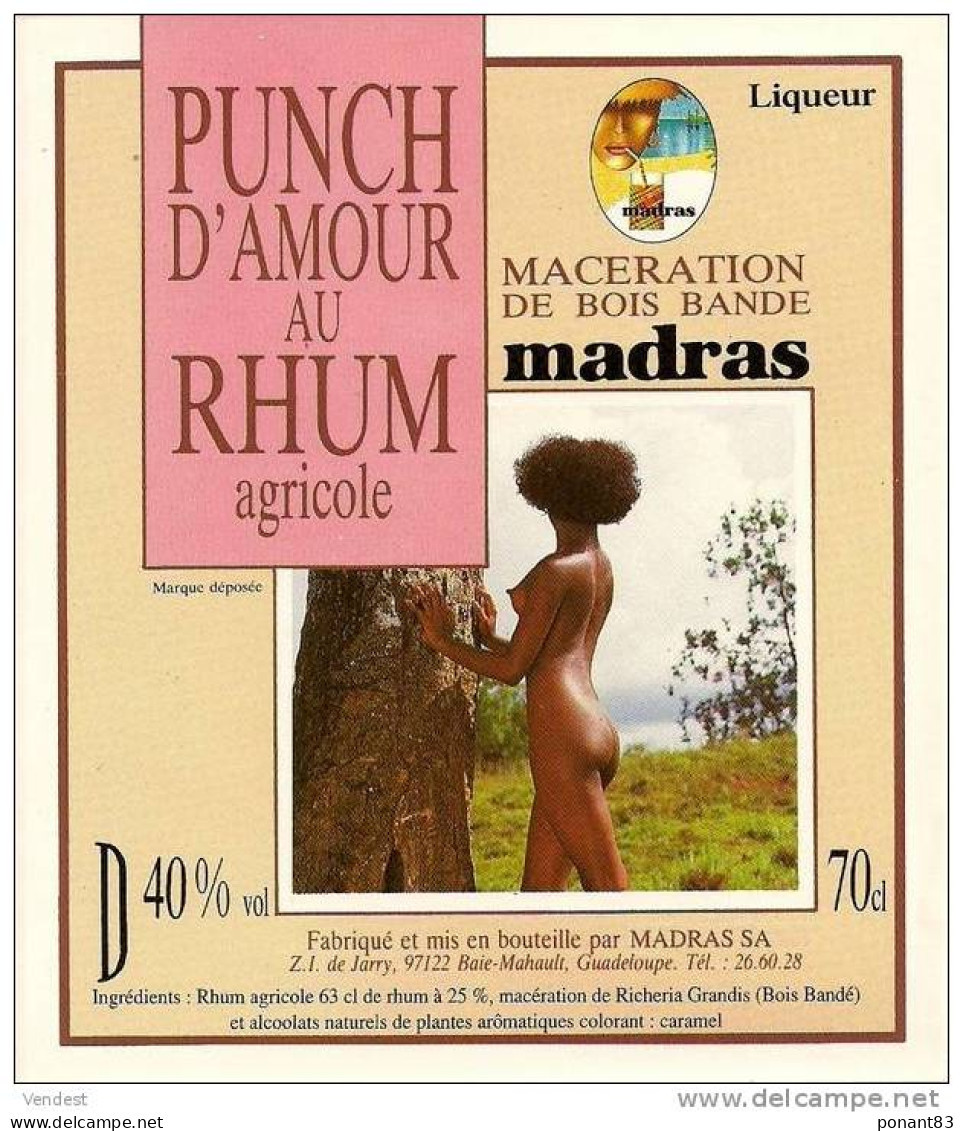 Etiquette Punch D'amour Au Rhum Agricole MADRAS - GUADELOUPE - - Rhum