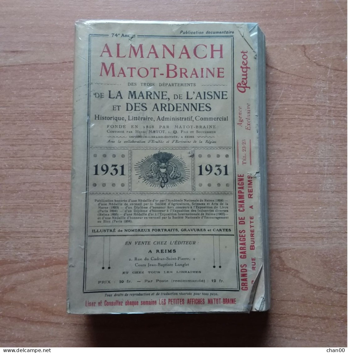 ALMANACH MATOT-BRAINE 1931 Marne, Aisne, Ardennes - Picardie - Nord-Pas-de-Calais