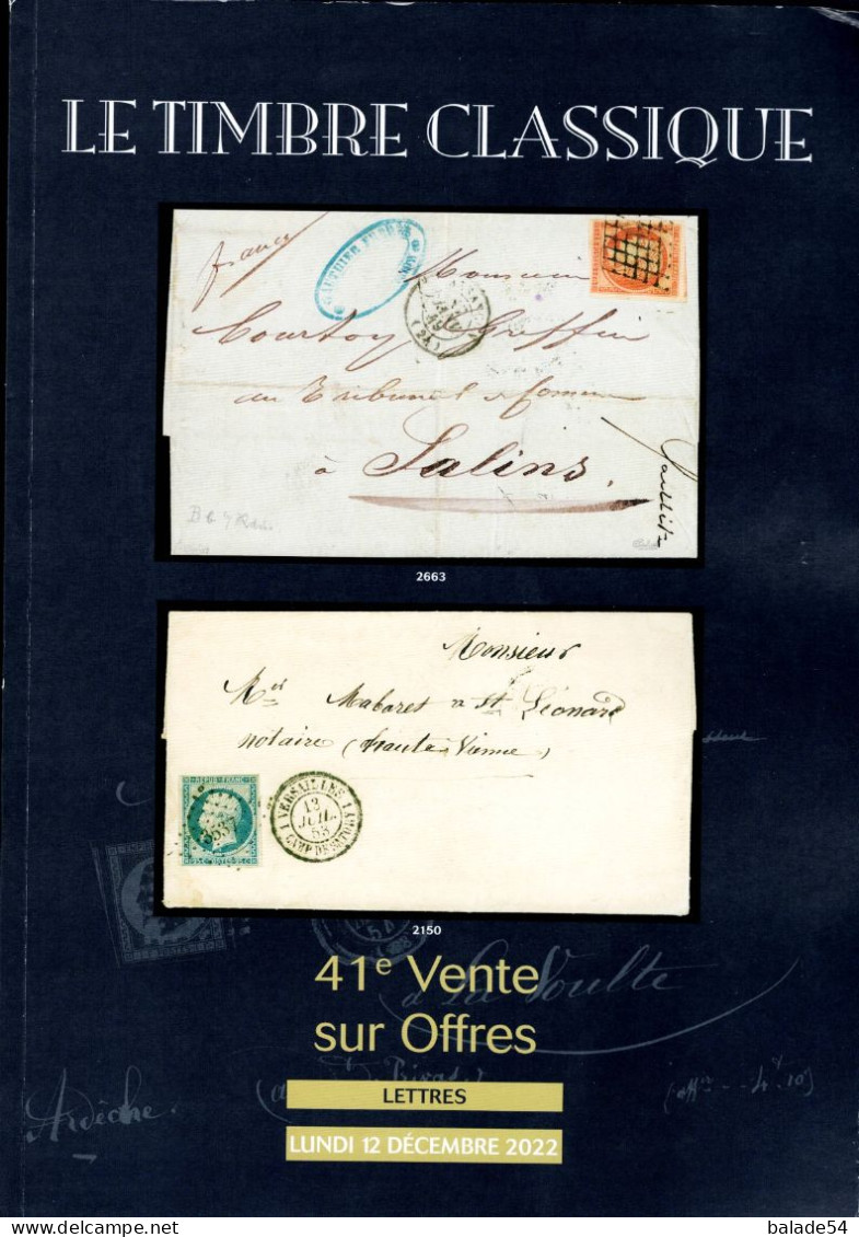 MARCOPHILIE POSTAL "LE TIMBRE CLASSIQUE" N 41e  VENTE SUR OFFRES Lundi 12 Décembre 2022 (timbres - Lettres) - Catalogues De Maisons De Vente