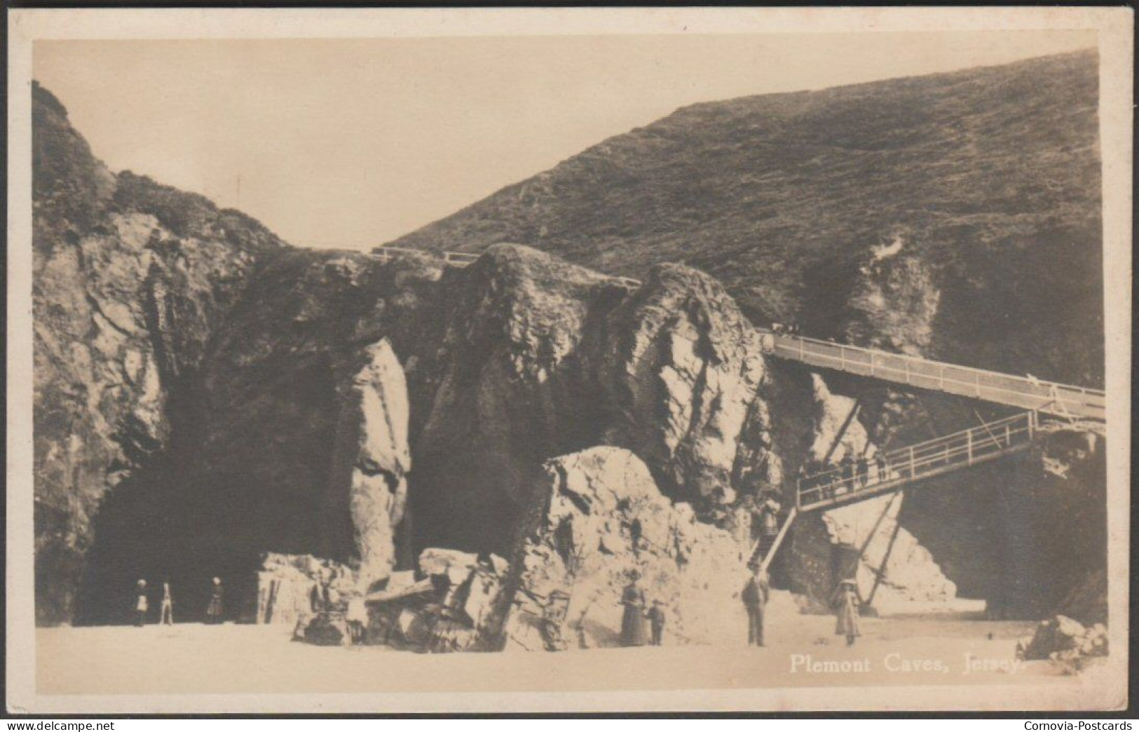 Plemont Caves, Jersey, 1925 - RP Postcard - Plemont