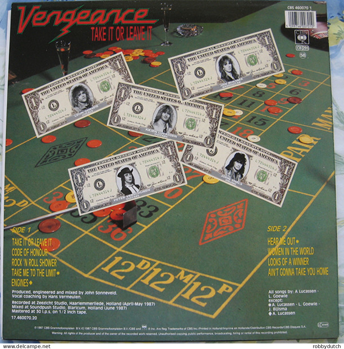 * LP *  VENGEANCE - TAKE IT OR LEAVE IT (Europe 1987 EX-) - Hard Rock En Metal