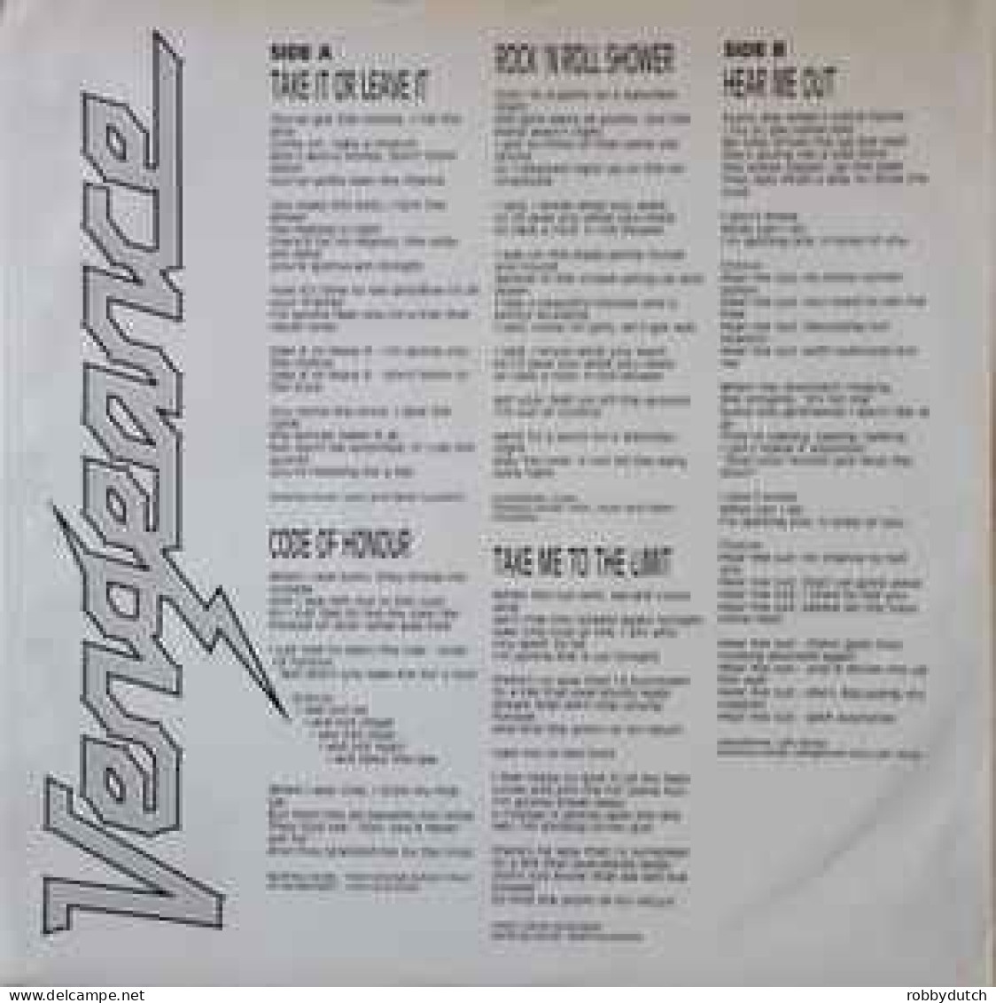 * LP *  VENGEANCE - TAKE IT OR LEAVE IT (Europe 1987 EX-) - Hard Rock En Metal