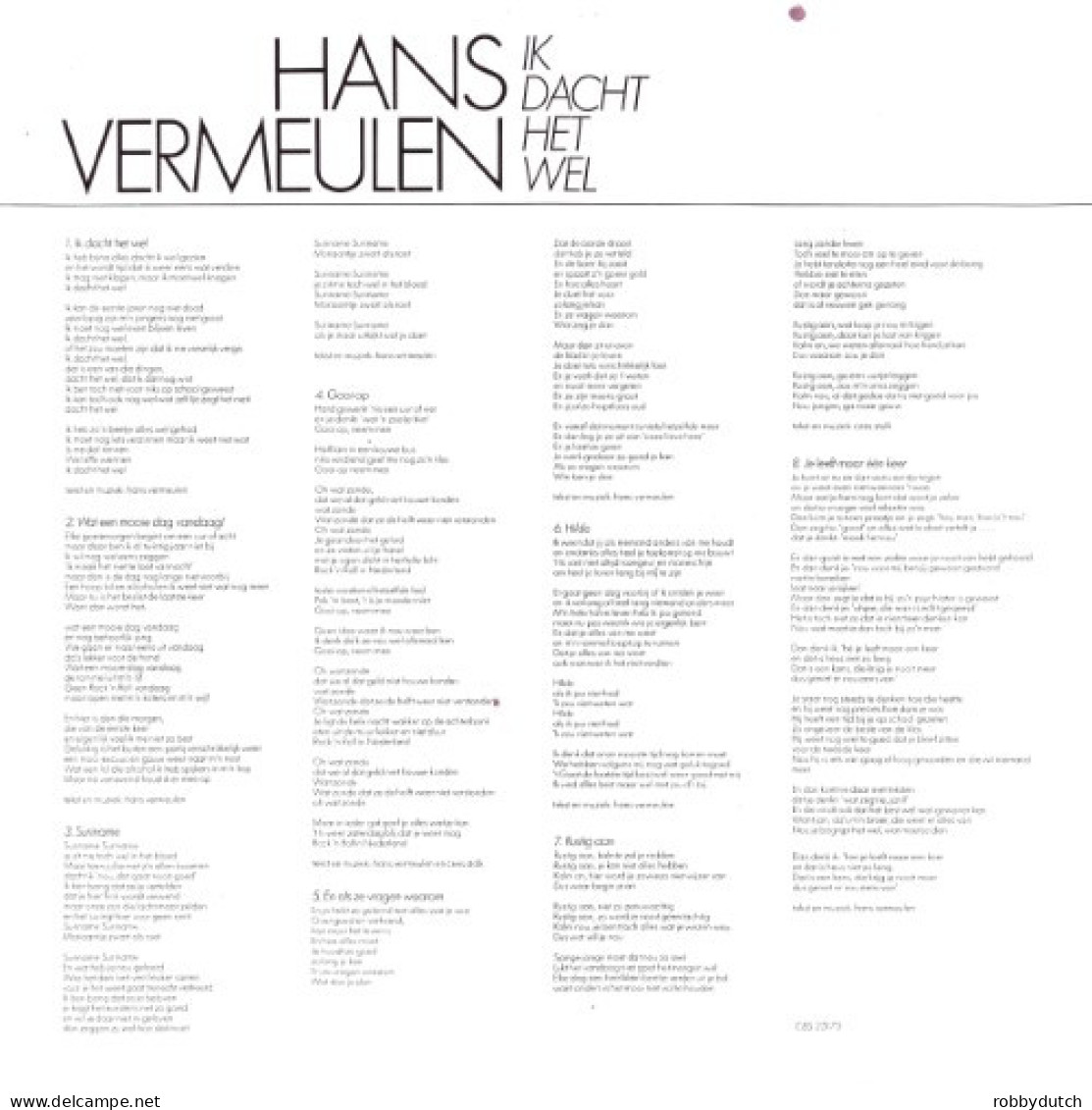 * LP *  HANS VERMEULEN - IK DACHT HET WEL (Holland 1982 EX) - Sonstige - Niederländische Musik