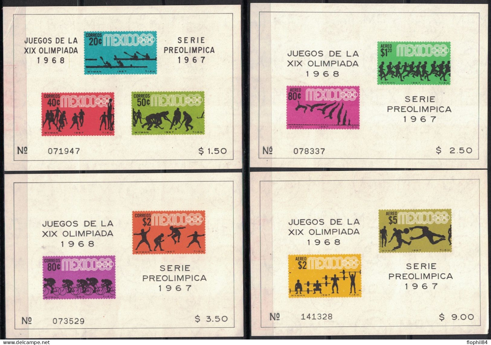 MEXIQUE - 4 BLOC FEUILLET - JEUX OLYMPIQUES 1968 - DIVERS SPORTS. - México