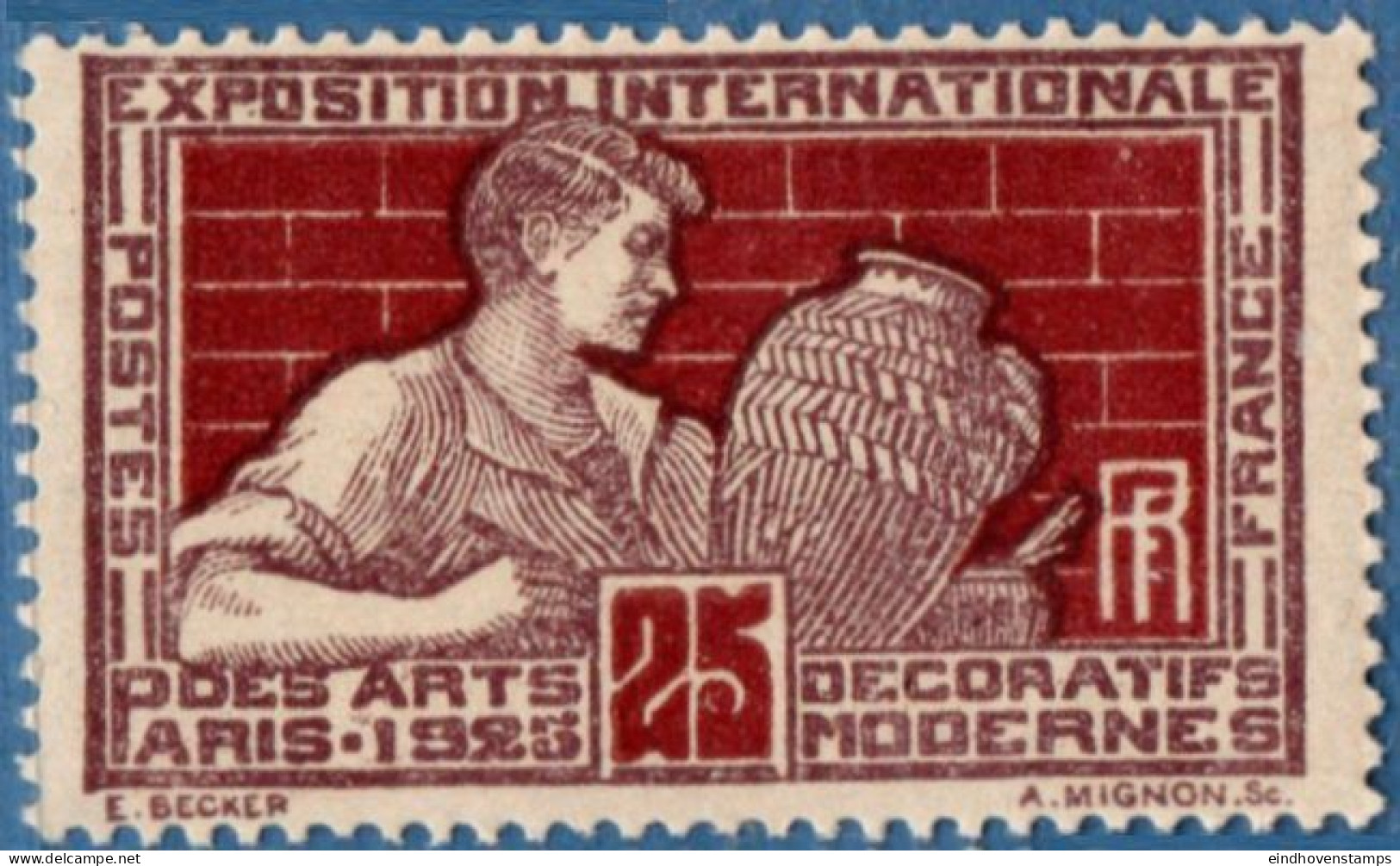 France 1924 25c Exposition Of Art Applies, Decorations  MNH  Potter, Potier, Decorating Vase - Estate 1924: Paris