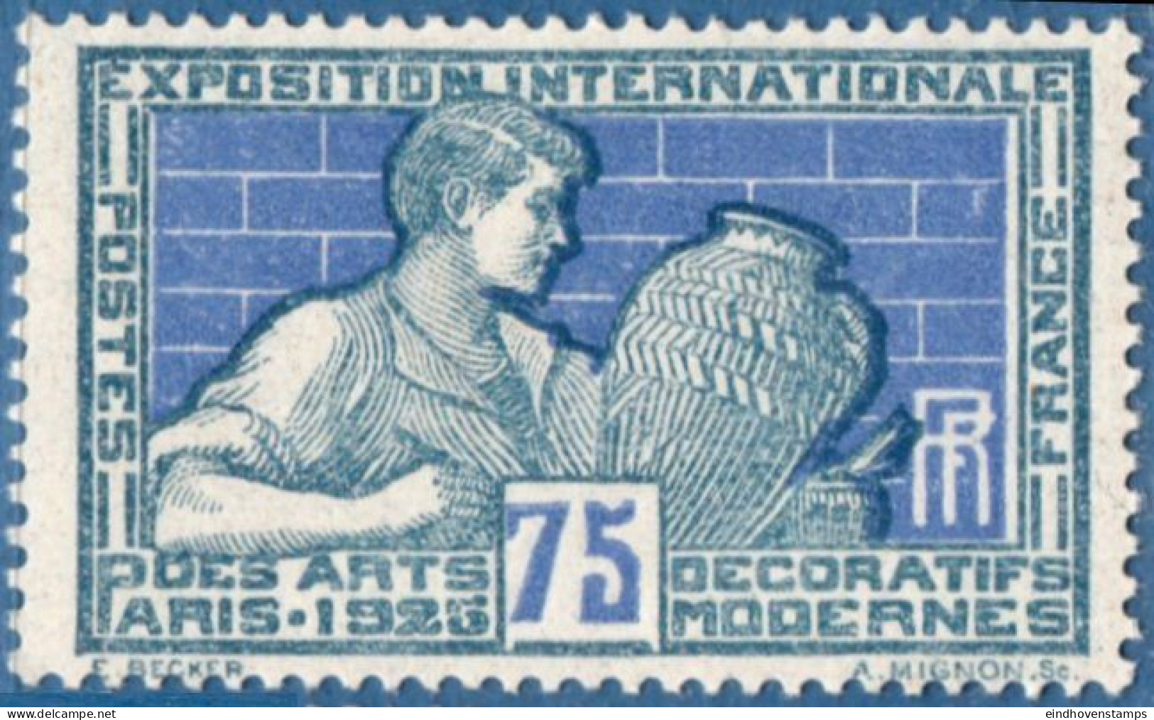 France 1924 75c Exposition Of Art Applies, Decorations  MNH  Potter, Potier, Decorating Vase - Zomer 1924: Parijs