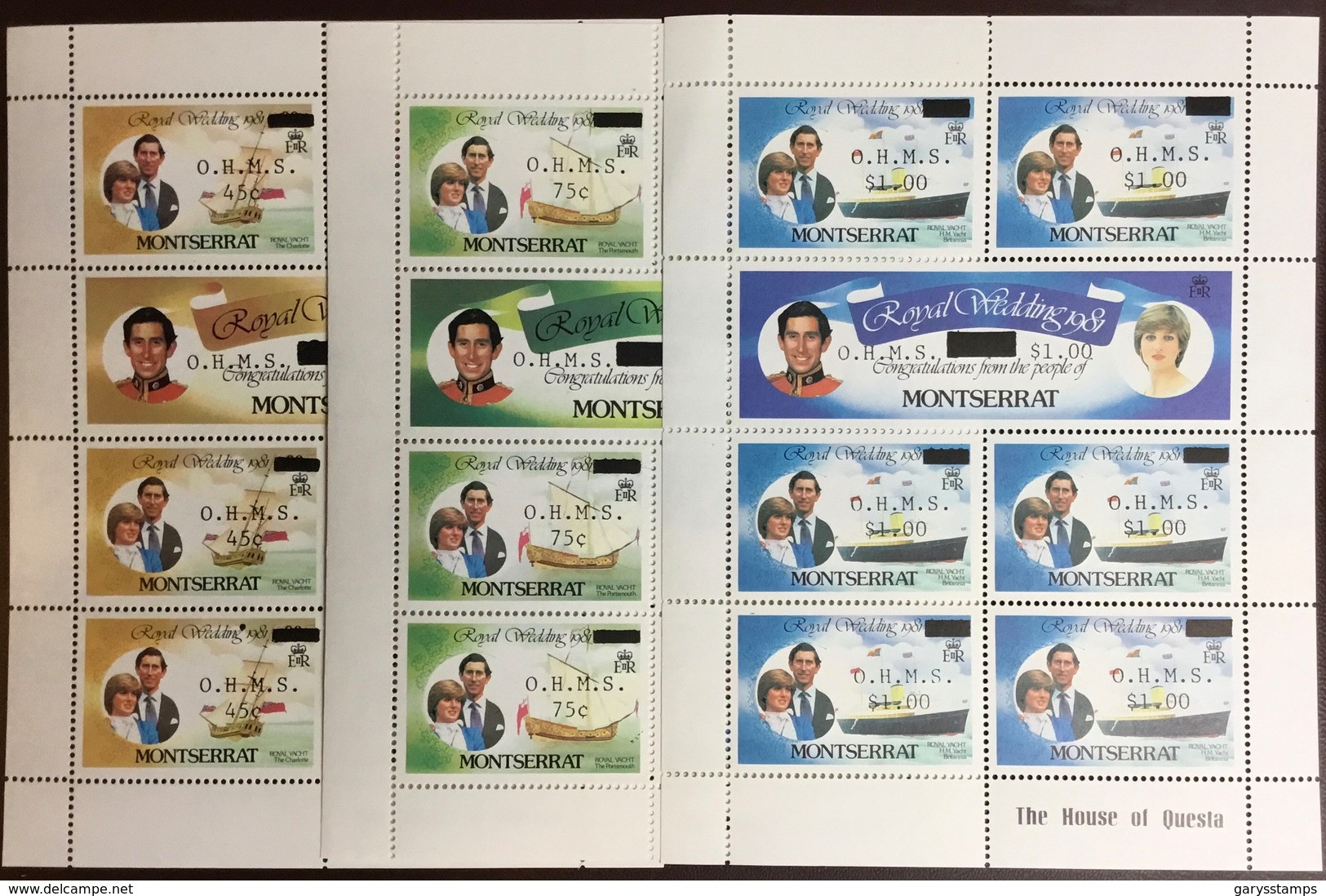 Montserrat 1982 Official Surcharge Royal Wedding Sheetlet Set MNH - Montserrat