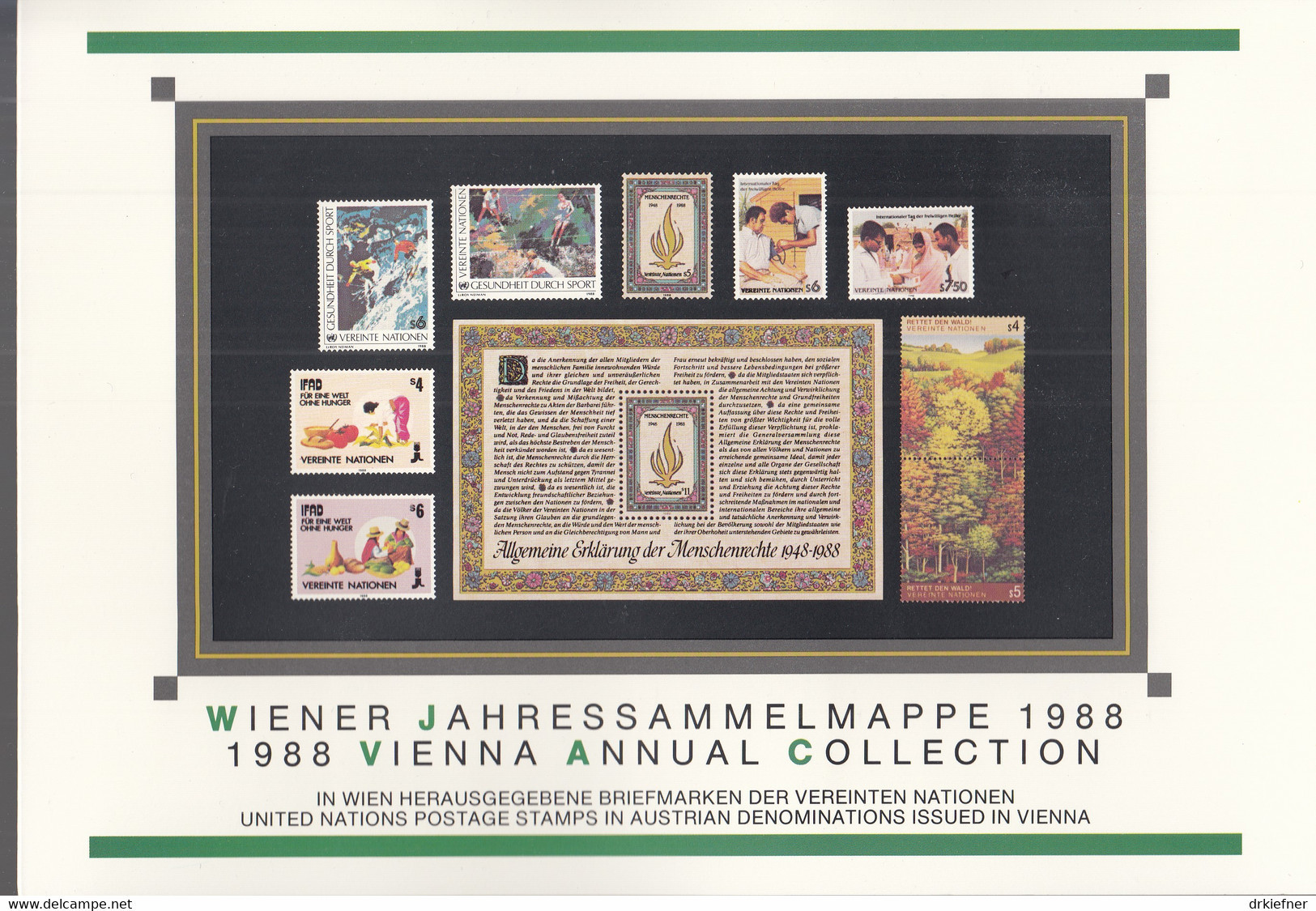 UNO  WIEN, Jahressammelmappe 1988, Gestempelt, 79-88, Block 4 - Covers & Documents