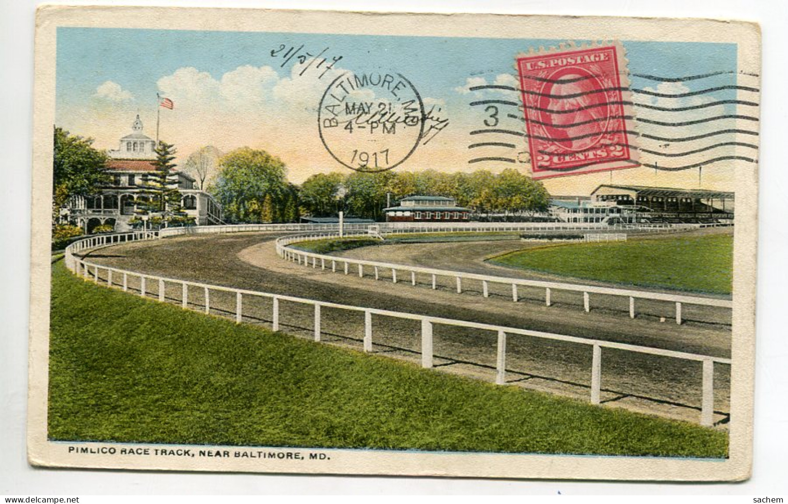 ETATS UNIS BALTIMORE Quartier PIMLICO Race TRack  Hippodrome Hippisme  Piste Tribune 1917 Timbrée     D15 2022 - Baltimore