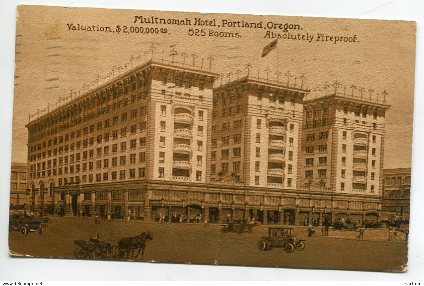 ETATS UNIS PORTLAND Multnomah HOTEL 525 Rooms Absolutely Fireproof  écrite 1912 Timbrée    D16 2022 - Portland