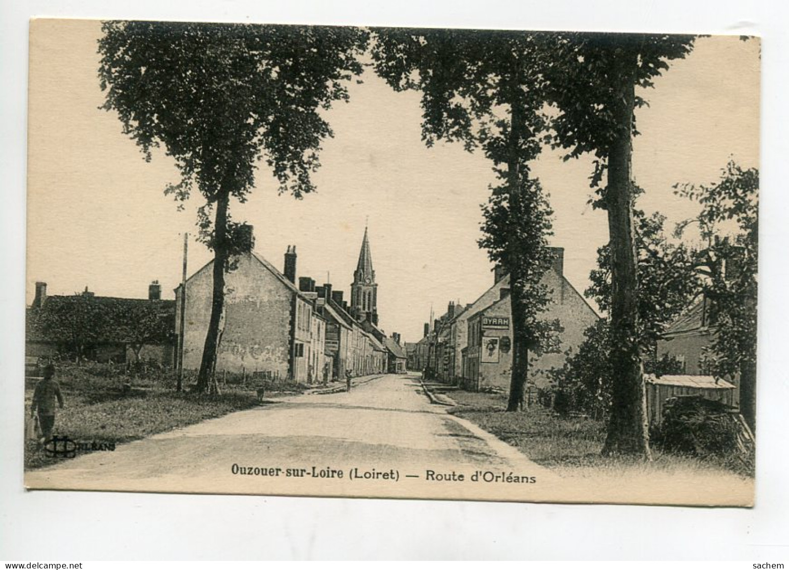 45 OUZOUER Sur LOIRE Arrivée Au Bourg Route D'Orléans  Publicités Byrrh Et Lu Ecolier  écrite 1930  D16 2022 - Ouzouer Sur Loire