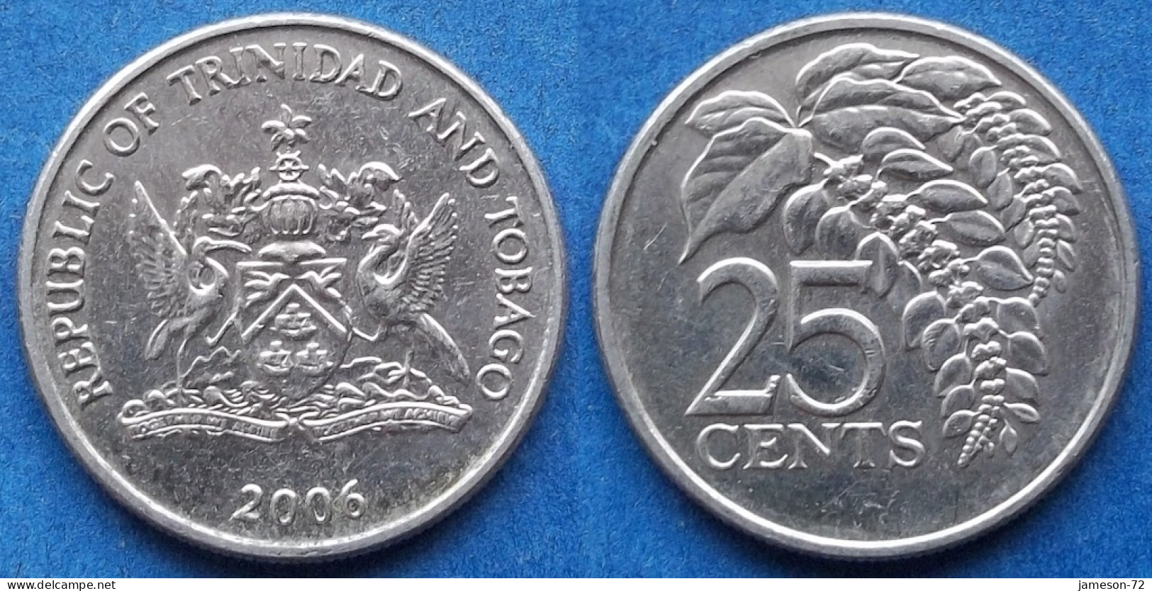 TRINIDAD & TOBAGO - 25 Cents 2006 "Chaconia" KM# 32 Republic (1976) - Edelweiss Coins - Trinité & Tobago