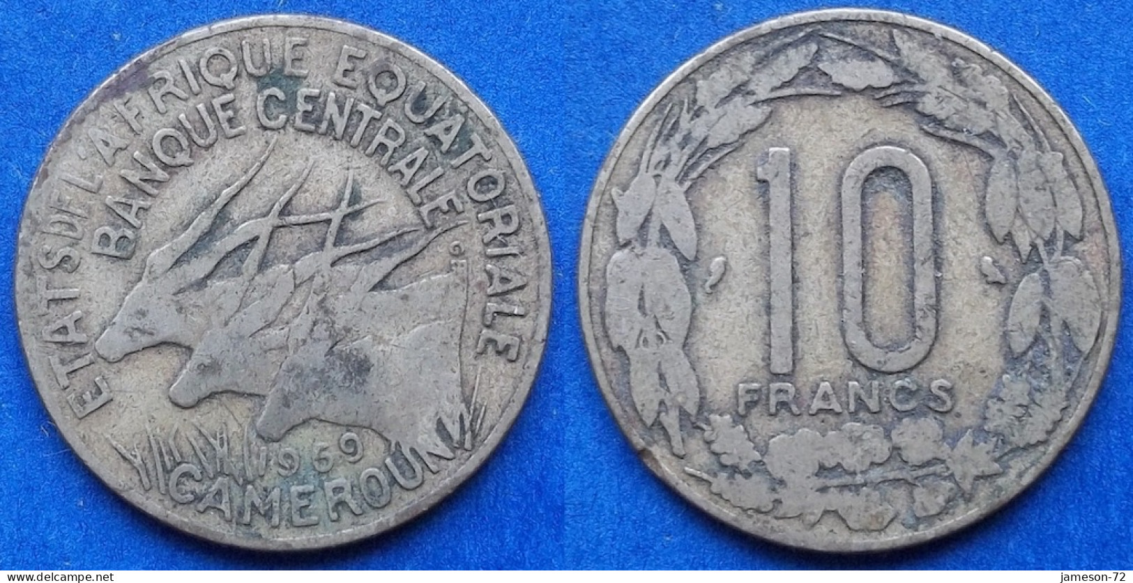 CAMEROON - 10 Francs 1969 "Three Giant Eland" KM# 2a Independent Republic (1960) - Edelweiss Coins - Kameroen